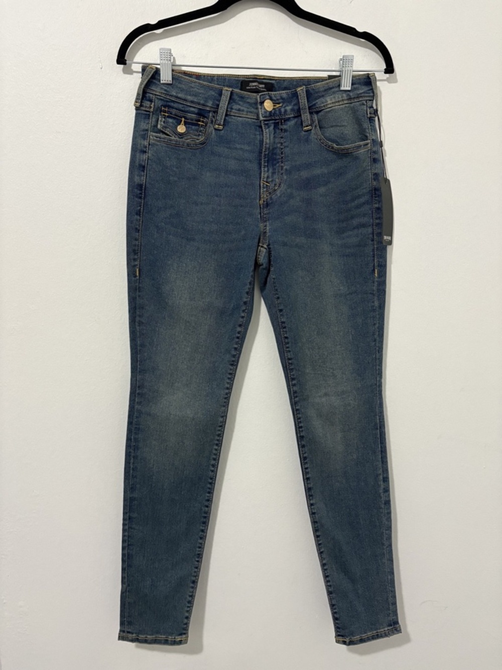 NWT True Religion Jennie Curvy Mid Rise Super Skinny Jeans Bedazzle Size 27 Y2K - Picture 3 of 7